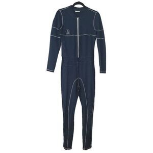 Diafora Olympus Bodysuit Jumpsuit Sz L Dark Teal Blue Front Zip Bodycon Sexy
